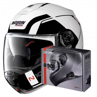 Modular Nolan N100 5 Consistency N-Com Metal White 19 + Kit Bluetooth B901 R